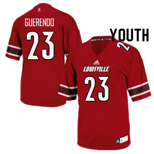 Youth #23 Isaac Guerendo Louisville Cardinals College Football Jerseys Stitched Sale-Red - Click Image to Close
